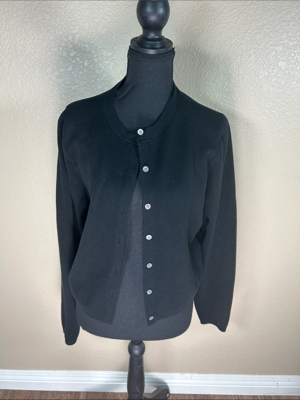 J.Crew Black Button Front Crew Neck Cardigan Sweater Size L